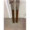 Image 2 : Primitive wooden skiis  - From old hunters cabin - leather staps - 84" long x 3 1/2"W