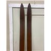 Image 4 : Primitive wooden skiis  - From old hunters cabin - leather staps - 84" long x 3 1/2"W