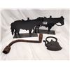 Image 1 : 2 Metal Horse bookends, teapot wall décor & tool