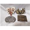 Image 1 : 4 Assorted belt buckles - Sask, Texas, Skull and Goat ram