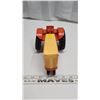 Image 3 : Orange metal tractor collectors toy, tire is crooked.