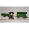 Image 2 : Green "John Deere" metal tractor, with trailer collector toy