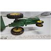 Image 6 : Green "John Deere" metal tractor, with trailer collector toy
