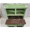 Image 2 : Childrens green wooden vintage cabinet/kitchenette playset, with assorted toys inside - 18"W x 30"H 