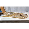 Image 2 : Vintage Wooden snow shoes, leather netting - oval shaped, made in Canada - 4ft Long x 14"W