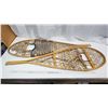 Image 5 : Vintage Wooden snow shoes, leather netting - oval shaped, made in Canada - 4ft Long x 14"W