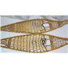 Image 3 : Vintage wooden snow shoes, leather netting - pointed tipped, made in Canada - 5ft 1/2" Long x 12"W