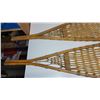 Image 4 : Vintage wooden snow shoes, leather netting - pointed tipped, made in Canada - 5ft 1/2" Long x 12"W