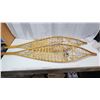 Image 5 : Vintage wooden snow shoes, leather netting - pointed tipped, made in Canada - 5ft 1/2" Long x 12"W