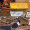 Image 2 : Wooden Crate of Collectibles Sock Stretchers, Plates, Bicycle Seat, Etc.