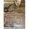 Image 5 : Wooden Crate of Collectibles Horse shoes, Gaff, Oilers, Blacksmith Tool, etc.