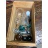 Image 5 : Wooden Crate of 10 Insulators, 1-CPR & 3 Barn Lantern Chimneys