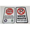 Image 1 : Stop Thief & Snow Route signs
