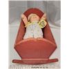 Image 5 : Cabbage Patch "preemie" doll & Wooden pink doll cradle/bassinet - 17 1/4" & 12"W
