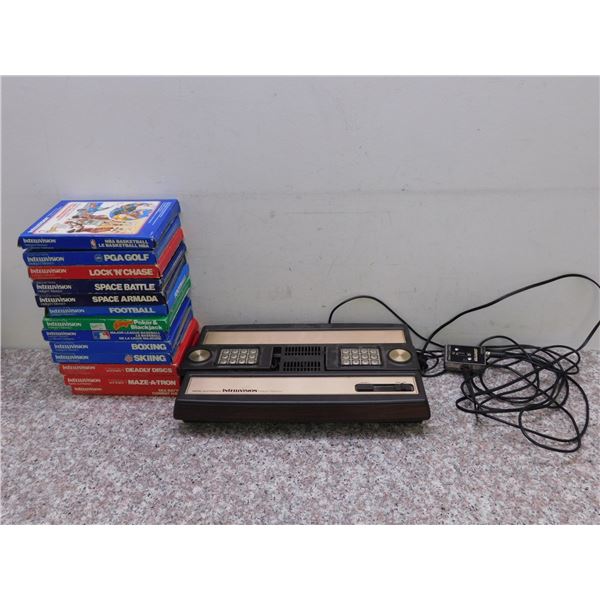 Intellivision Console + 13 Video Games Complete With Overlays Power and RF Switch