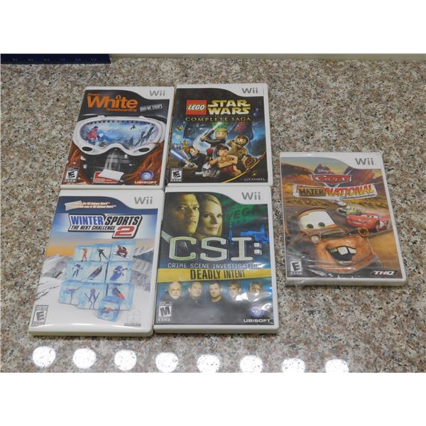 Lot of 5 Nintendo Wii Games LEGO Star Wars Cars CSI Winter Sports