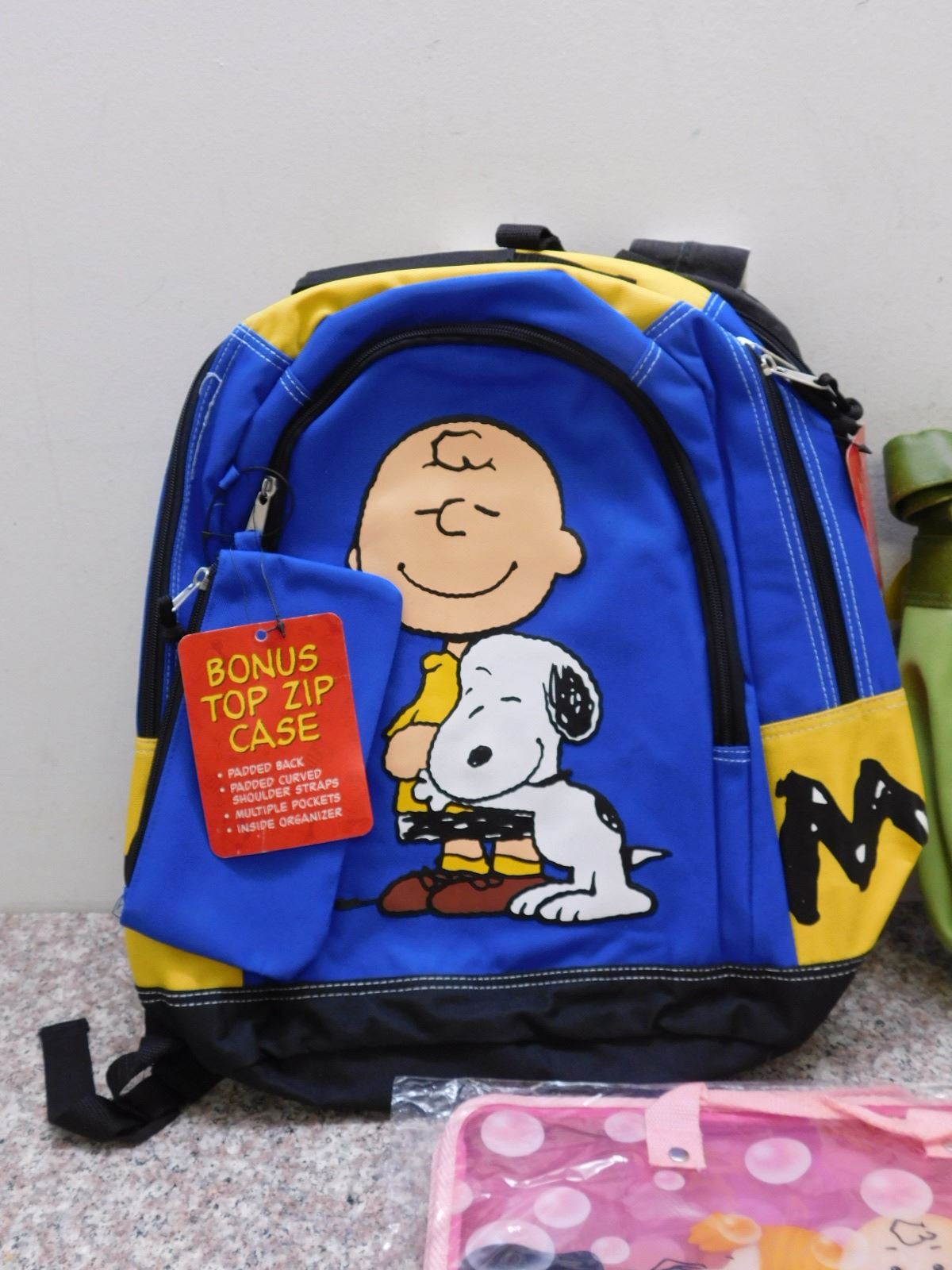 Lot of 4 Peanuts Charlie Brown Backpack Binder Case and Hanna Barbera