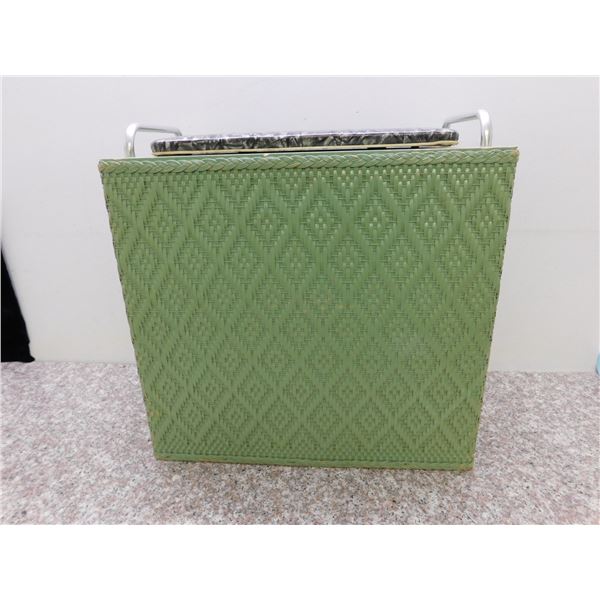 Vintage Wicker Rattan Laundry Basket Green 20" x 18" x 11