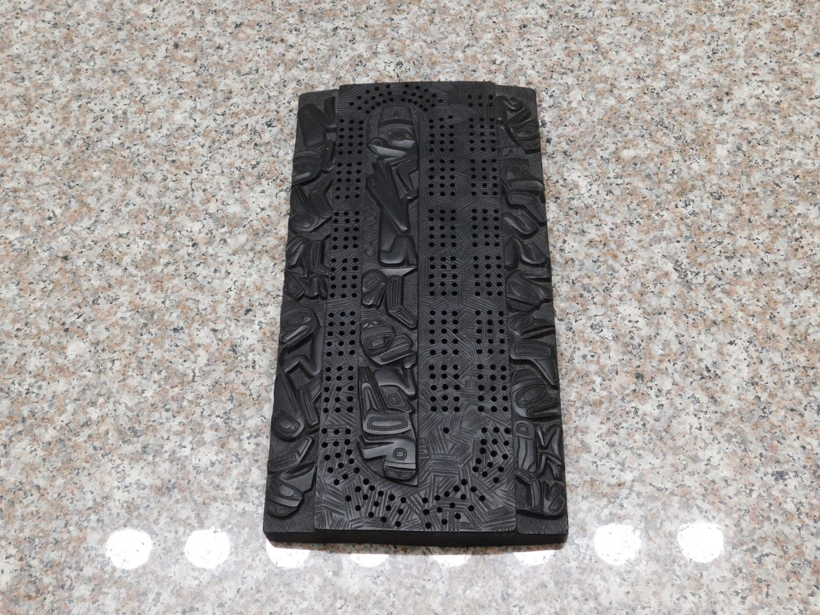 Canada Haida Art Cribbage Board Black Pearlite Vancouver BC