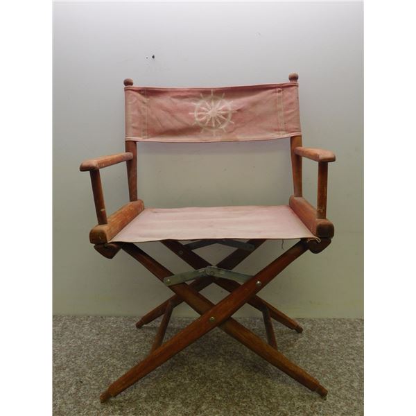 Vintage Captains Chair Directors Chair Folding Red Canvas Fabric