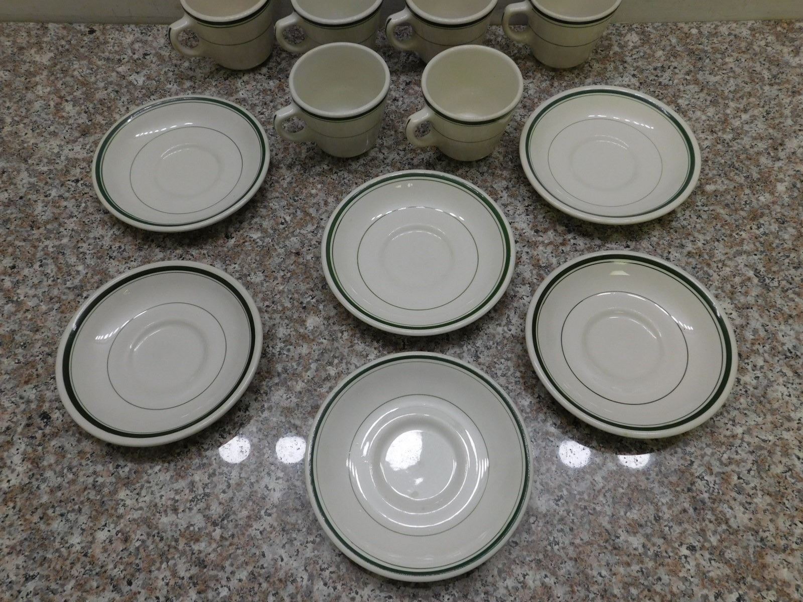 Lot of 6 Cups and 6 Saucers Hercules Vitrified Grindley 1960s Coffee Tea Kitchen Restaurant Ware