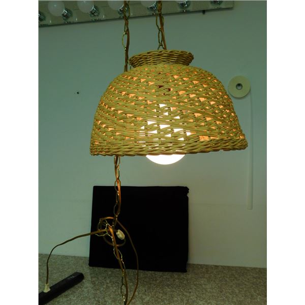 Vintage Wicker Rattan Swag Lamp works