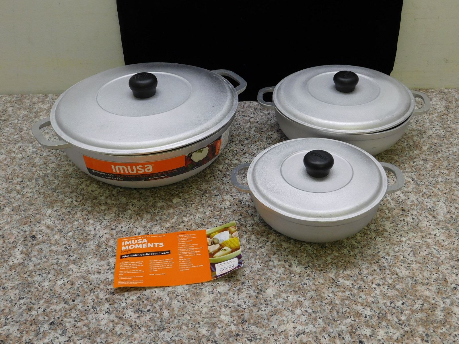 Lot of 3 Imusa Moments Cooking Pots 3Pc Caledro Set