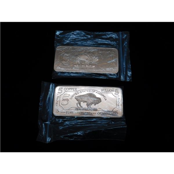 Lot of 2 Copper 5oz Bars CMC Mint
