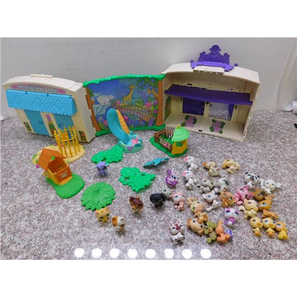 Littlest Pet Shop Zoo Playset and 31 Figures Cats Dogs Chicks Monkey