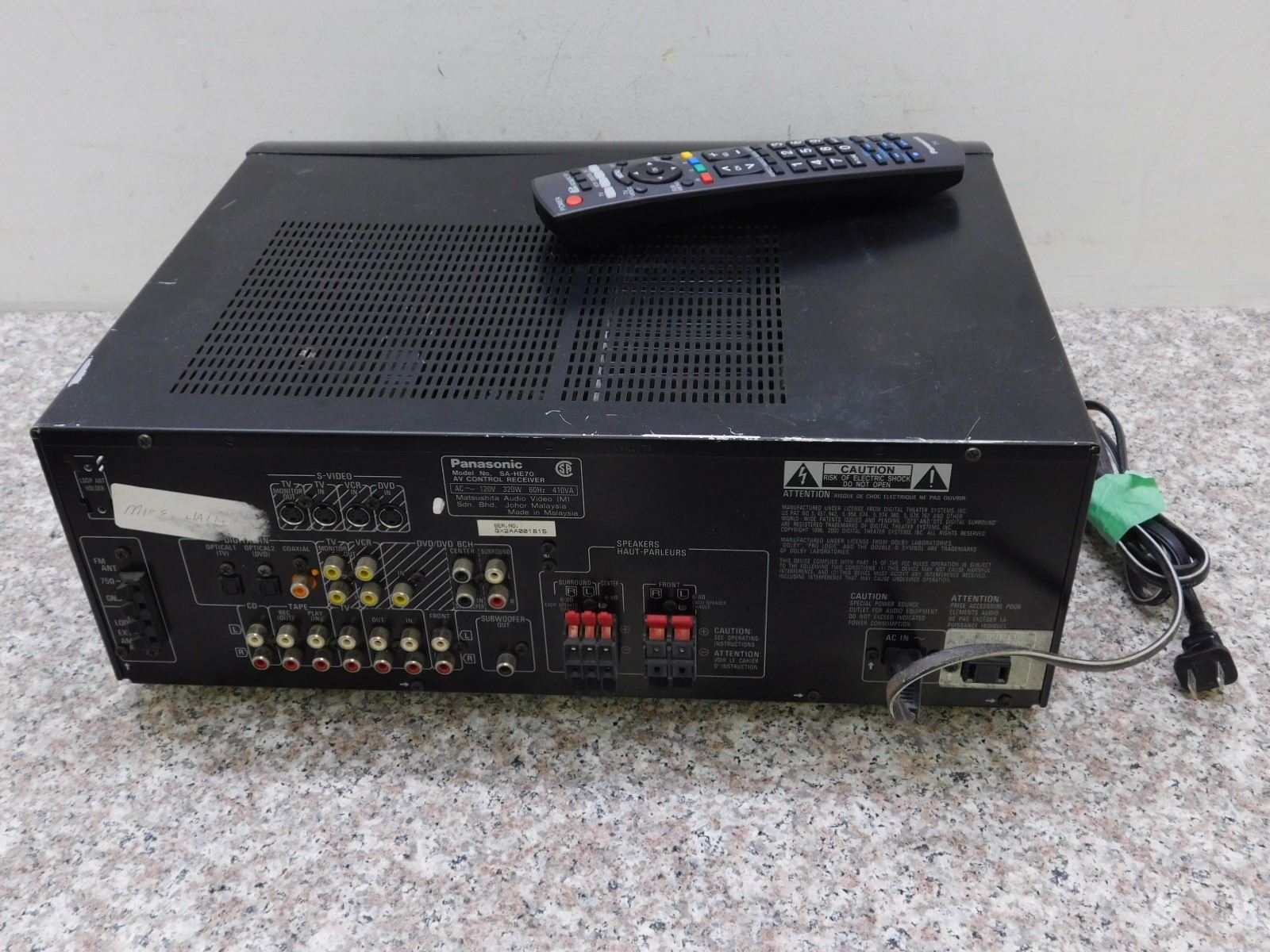 Panasonic AV Control Receiver SAHE70 With Remote