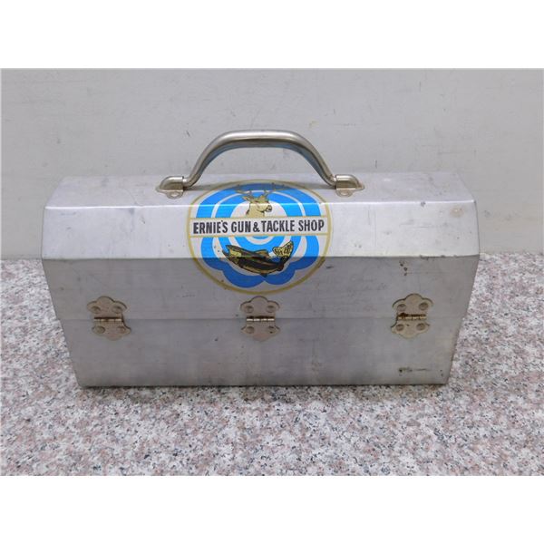 Ernie's Gun and Tackle Shop Metal Aluminum Container Box Lunchbox