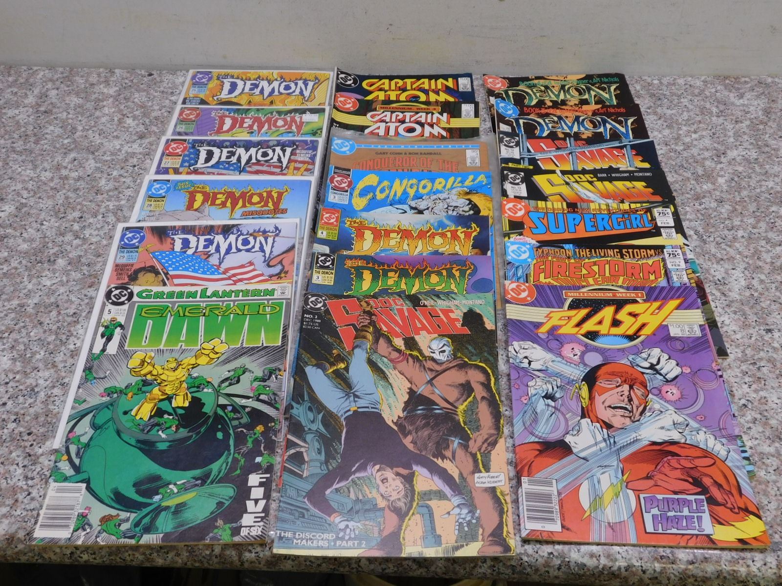 Lot of 20 Misc Comic Books Vintage Demon Flash Doc Savage Captain Atom