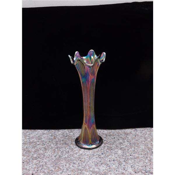 Vintage Imperial Carnival Glass Vase 11" Tall