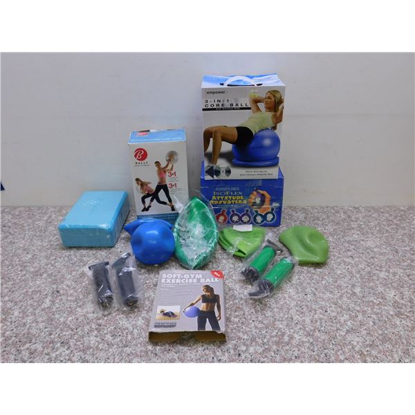 Lot of Misc Exercise Equipment Core Workout Ball Fitness Gym Health