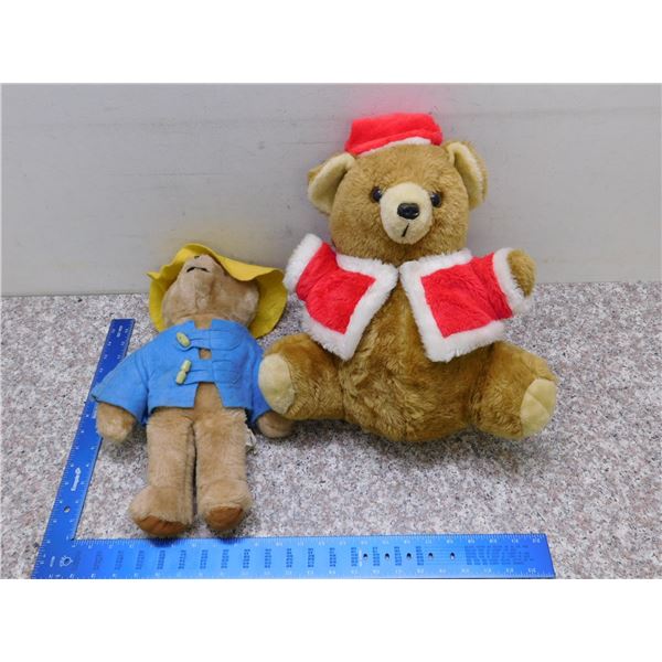 Eden Toys Vintage Paddington Bear Plushie and Vintage Santa Bear