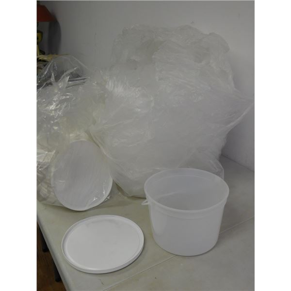 Lot of approx 40 Plastipak Ice Cream Pails Plastic Containers With Lids NEW