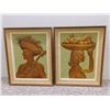 Image 1 : Copper Tooling Artist Signed Framed Pictures Musician and Gatherer Man and Woman