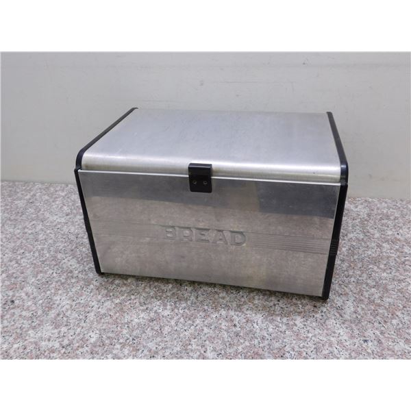Vintage Aluminum Bread Box Black Accents