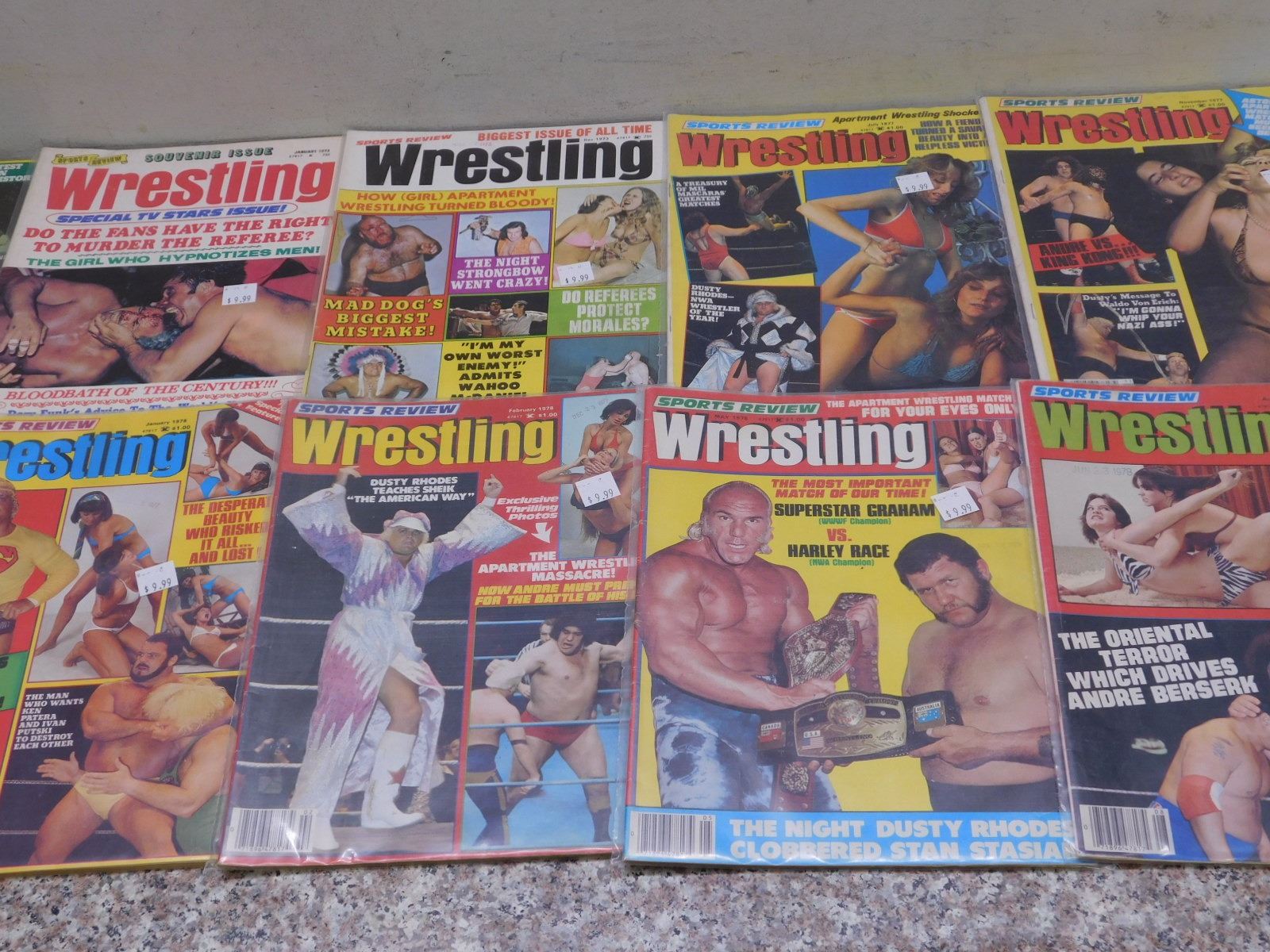 Lot of 12 Vintage Wrestling Magazines "Sports Review Wrestling" 1970s