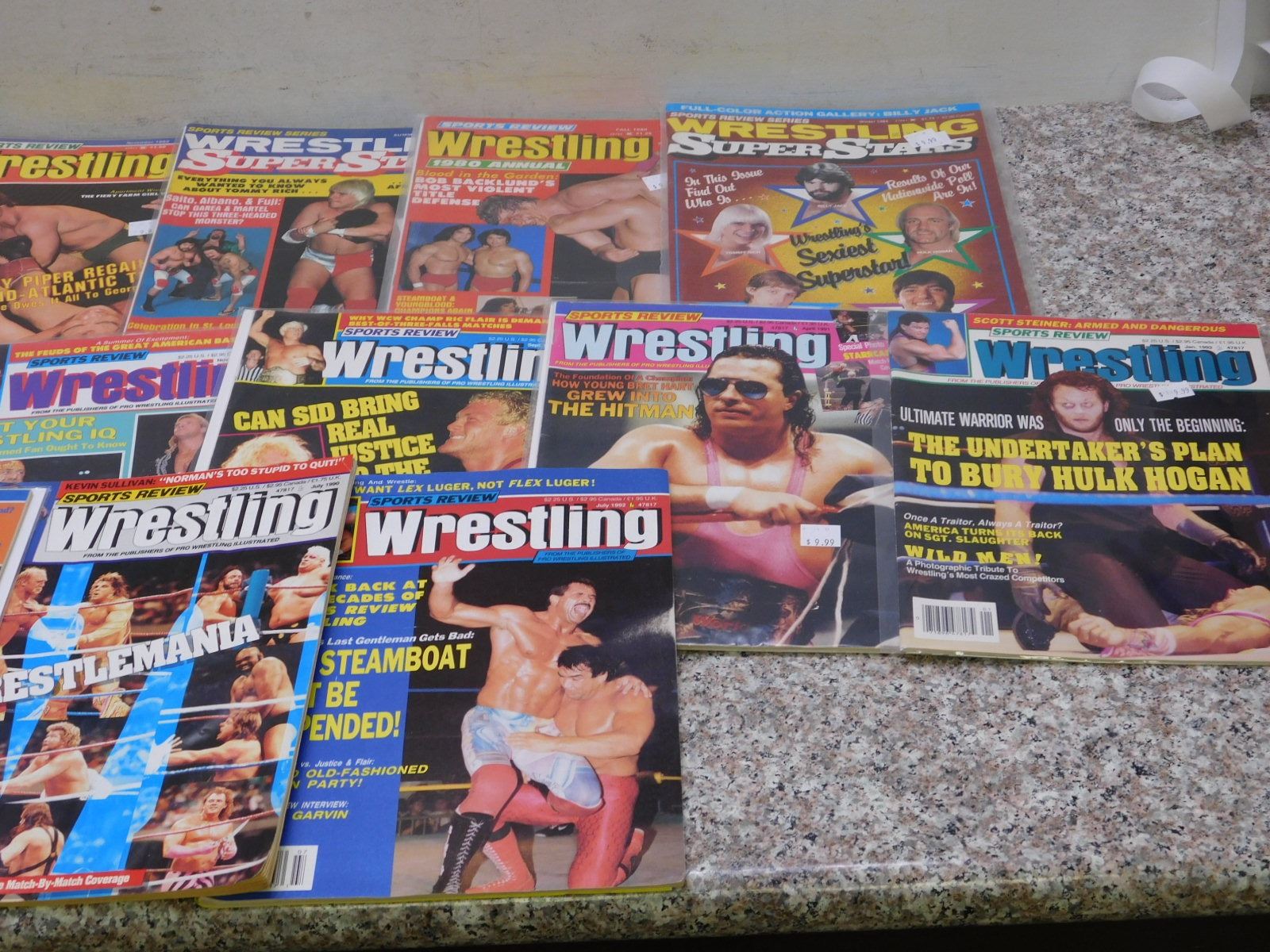 Lot of 19 Vintage Wrestling Magazines "Sports Review Wrestling" 1980s