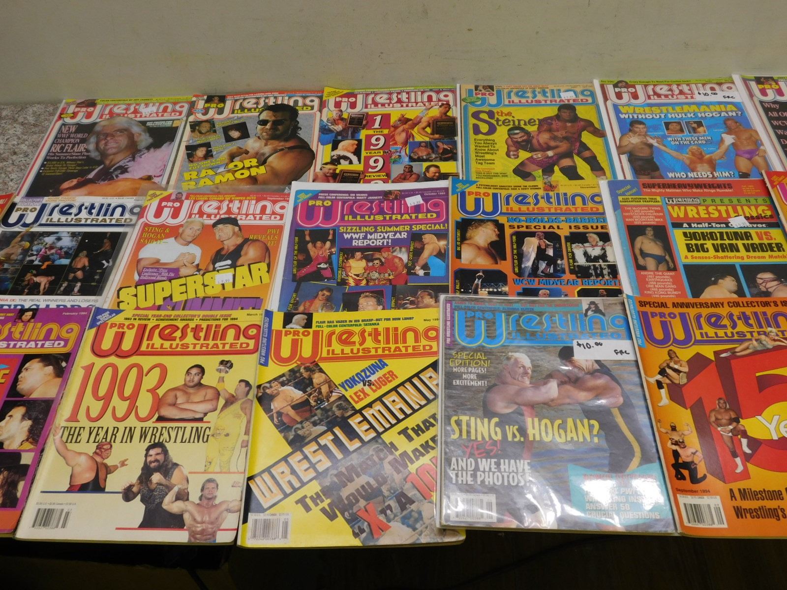 Lot of 19 Vintage Wrestling Magazines "Pro Wrestling Illustrated" 199394