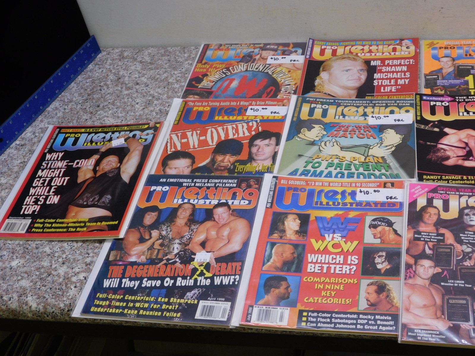 Lot of 19 Vintage Wrestling Magazines "Pro Wrestling Illustrated" 199799