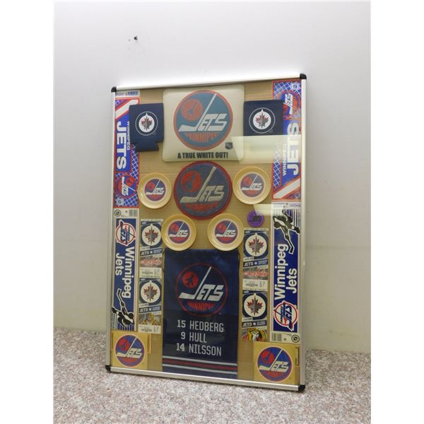Framed Vintage Winnipeg Jets Memorabilia