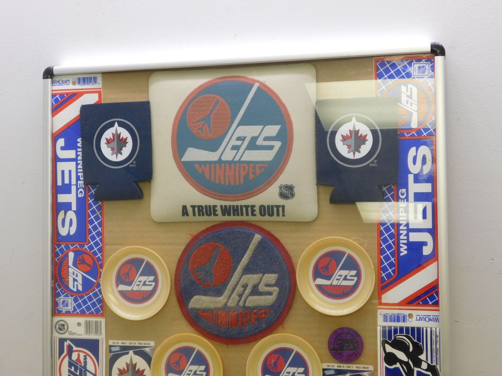 Framed Vintage Winnipeg Jets Memorabilia