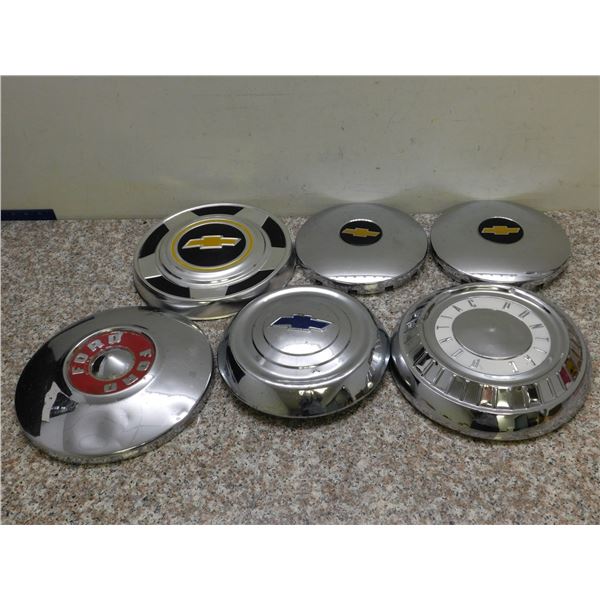 Lot of 6 Hub Caps Pontiac Ford Chevrolet Chevy