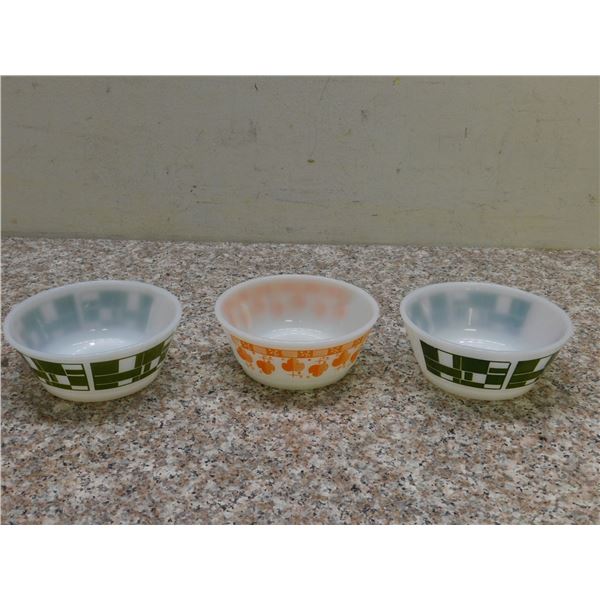 Lot of 3 Anchor Hocking Fire King Milk Glass Cereal Bowls