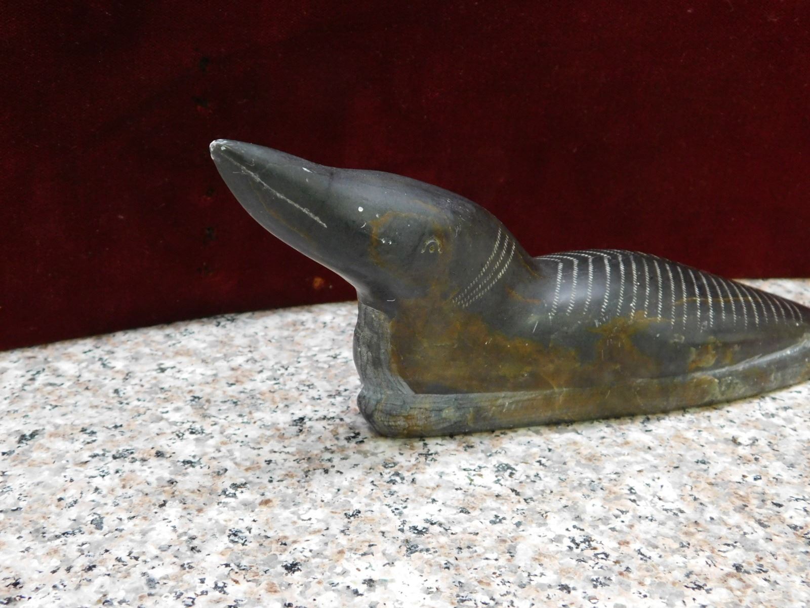 Canada Eskimo Art Inuit Soapstone Carving Loon *with sticker*