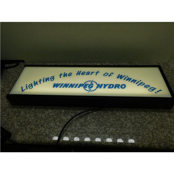 Vintage Winnipeg Hydro Backlit Sign Store Office Signage "Lighting The