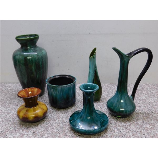 Lot of 6 Blue Mountain Pottery Co and Other Ceramic Pottery Vases