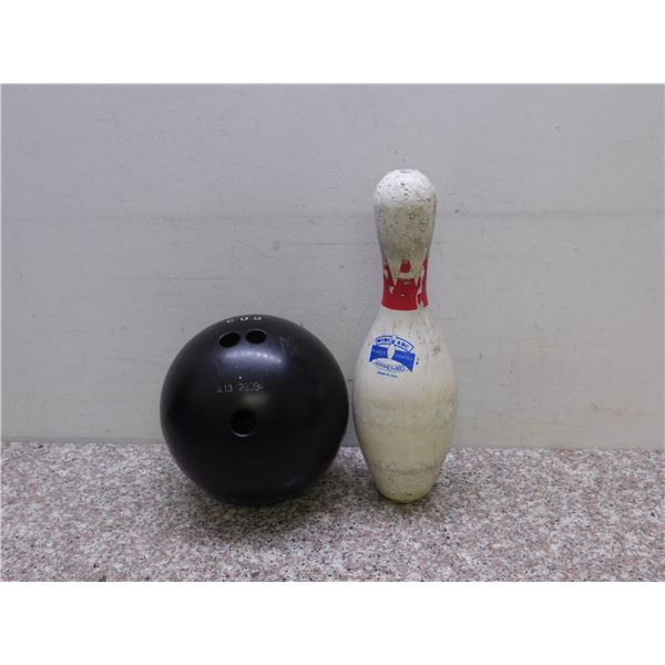 Vintage Bowling Ball and Bowling Pin for 10pin bowling